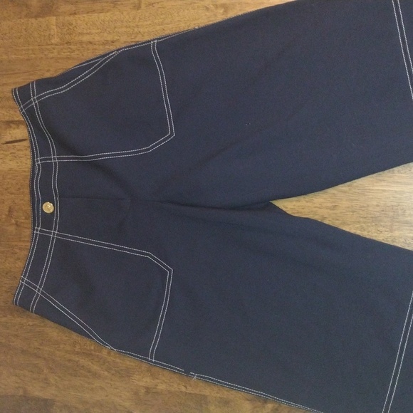 Navy Blue St. John Sport Pants with White Stitching 2 - Picture 2 of 10